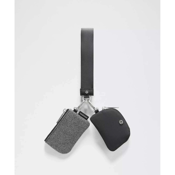 lululemon athletica Handbags - NWT Lululemon Dual Pouch Wristlet Glitter Silver Black